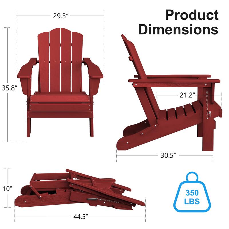 Plastic Folding Outdoor Patio Adirondack Chair With Slat Seat