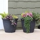 preview thumbnail 9 of 25, Sunnydaze Anjelica Polyresin Outdoor Flowerpot Planter - 24" - Slate Set of 2