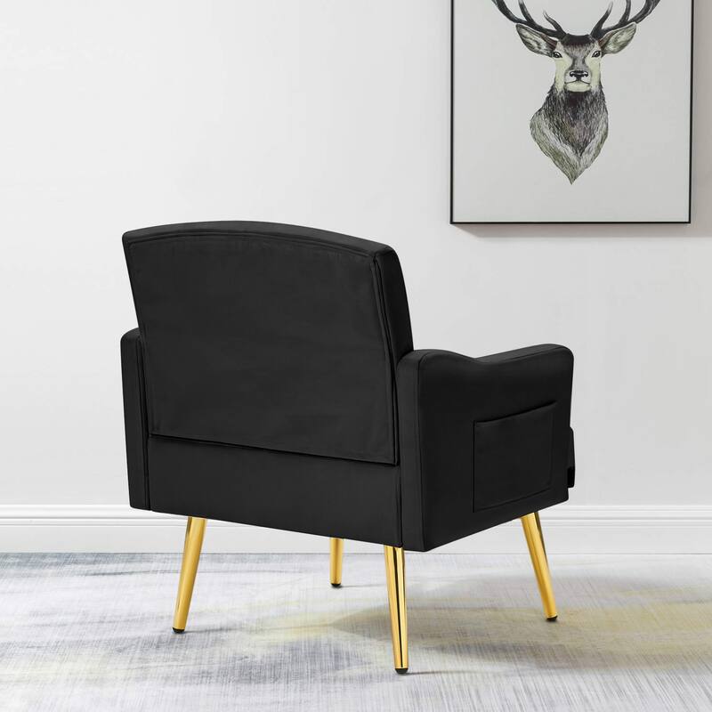 Velvet Accent Chair, Comfy Tufted Upholstered Armchair, Gold Legs - 28.7“W