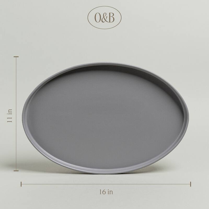 over&back Stackable Semi-Matte Stoneware Oval Serving Platter