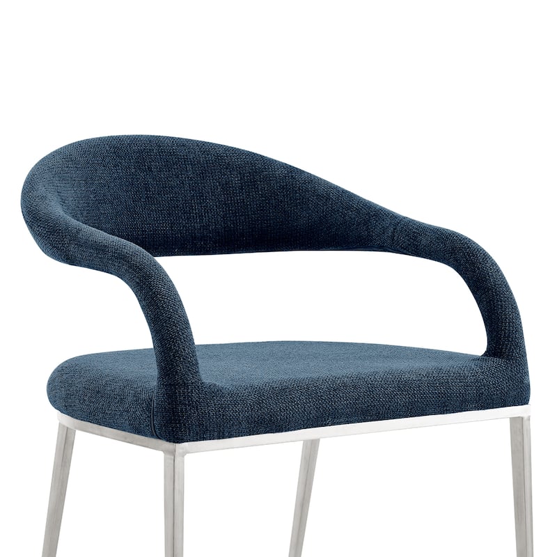 Morgie Dining Chair Set of 2, Curve Back Integrated Arms, Navy Blue