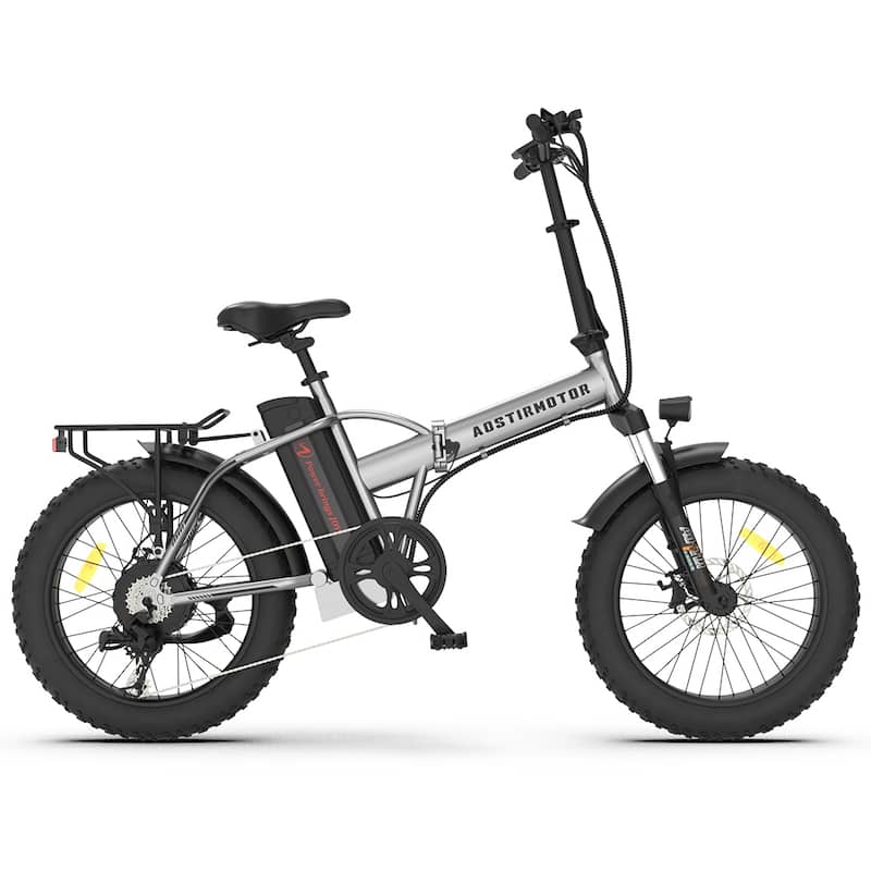 AOSTIRMOTOR Folding Electric Bike Ebike Bicycle 750W Motor 20" Fat Tire With 48V/12.5Ah Li-Battery Beach Snow Bicycle A30 - GREY - 16 Years and Up