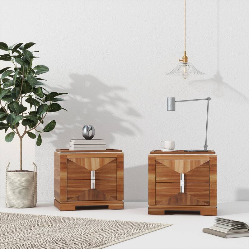 Sofa Side Table Light Brown End Table with Storage Drawers, Nightstand File Cabinet Dressing Table Lamp Table