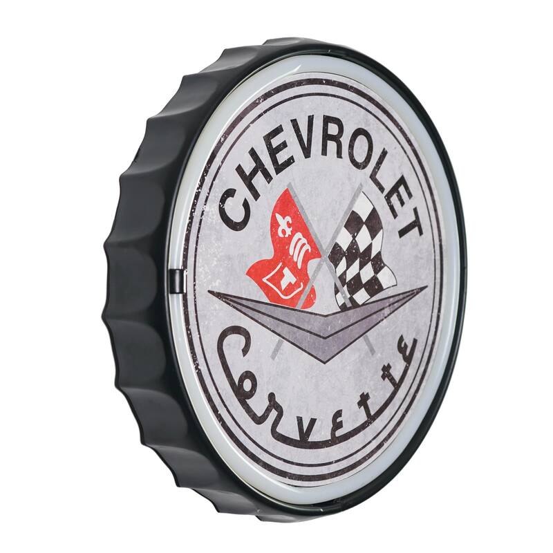 Licensed Chevrolet Bottle Cap Shaped Neon LED Rope Wall Sign (12.5") - Red - 12.5" x 12.5"