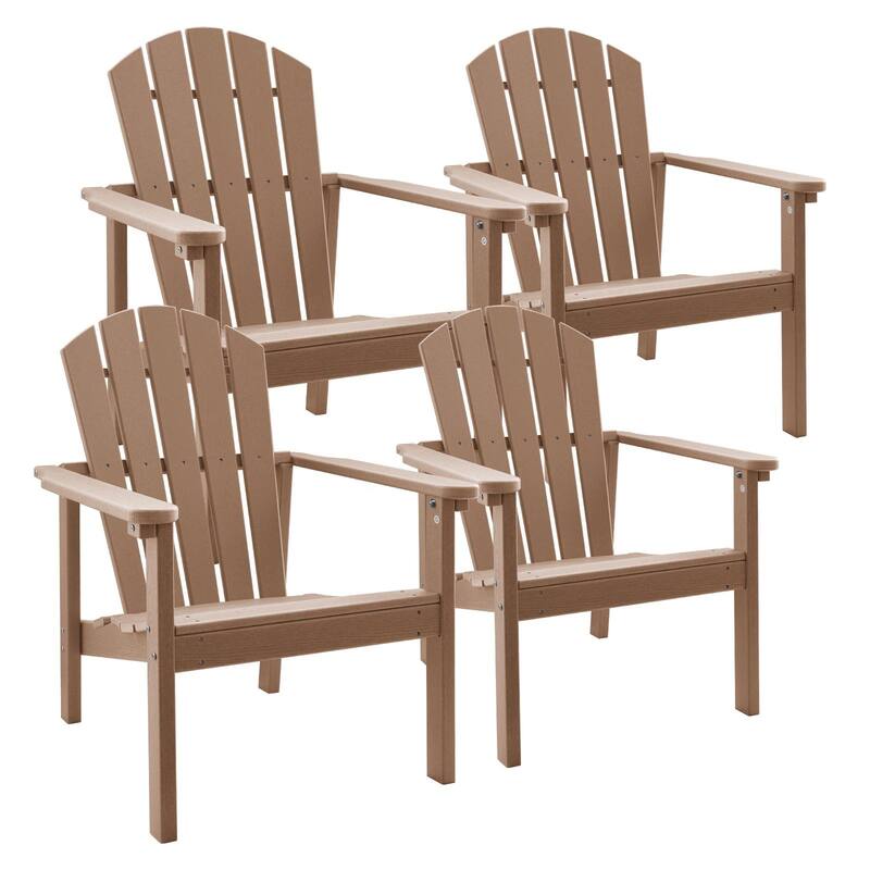 All Weather HDPE Stackable Adirondack Chair,Space-Saving Outdoor Patio Chair - Teak-4pack