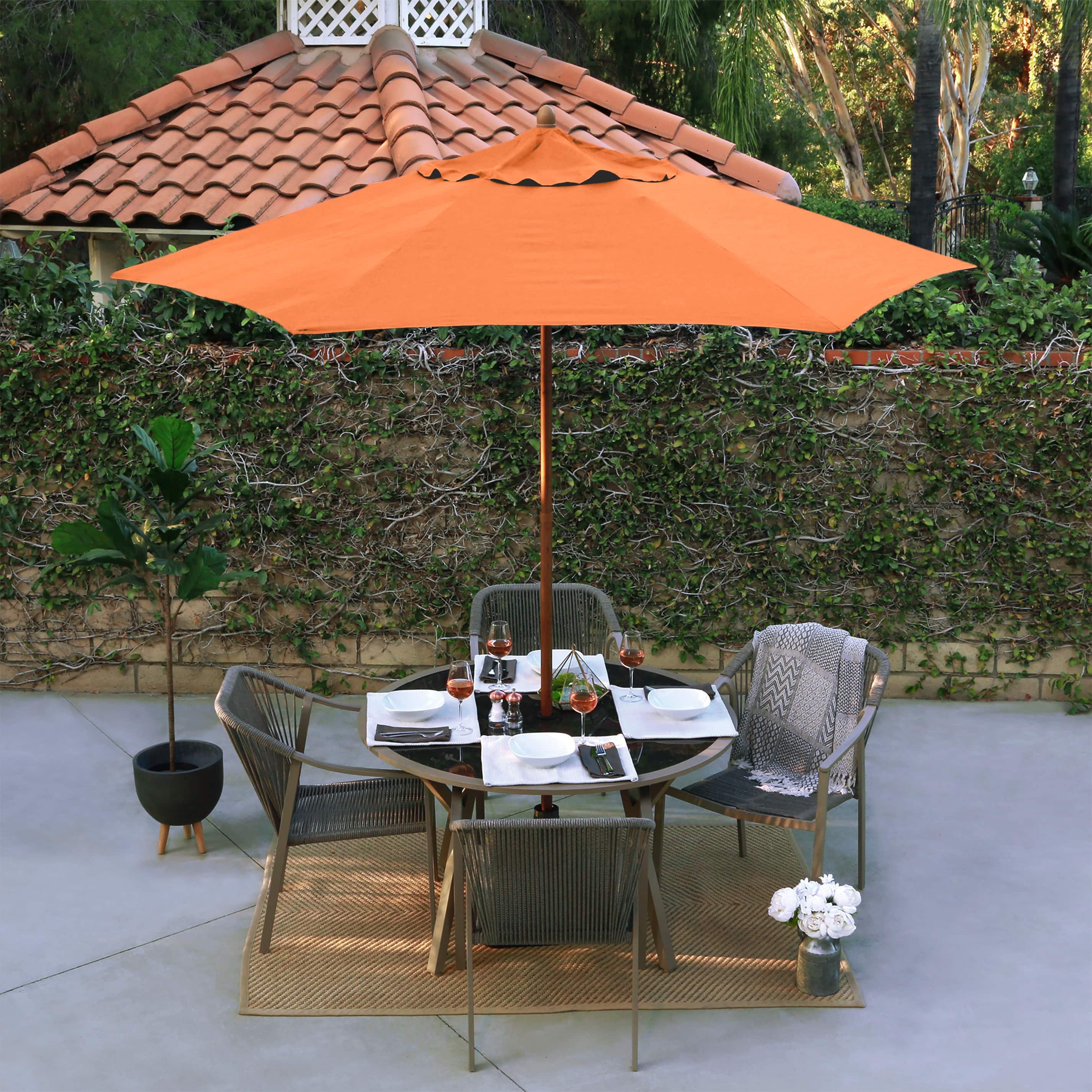 at home patio umbrella wood KXWOQ3ED Outdoor Striped Umbrella, 9ft Wooden Beach Umbrella, UV Protection Garden Parasol, Market Table Sun for Backyard Pool(Color:Black+White) : Patio, Lawn & Garden And the poles are removable for easy installation and storage Selecting the Best Patio Umbrella