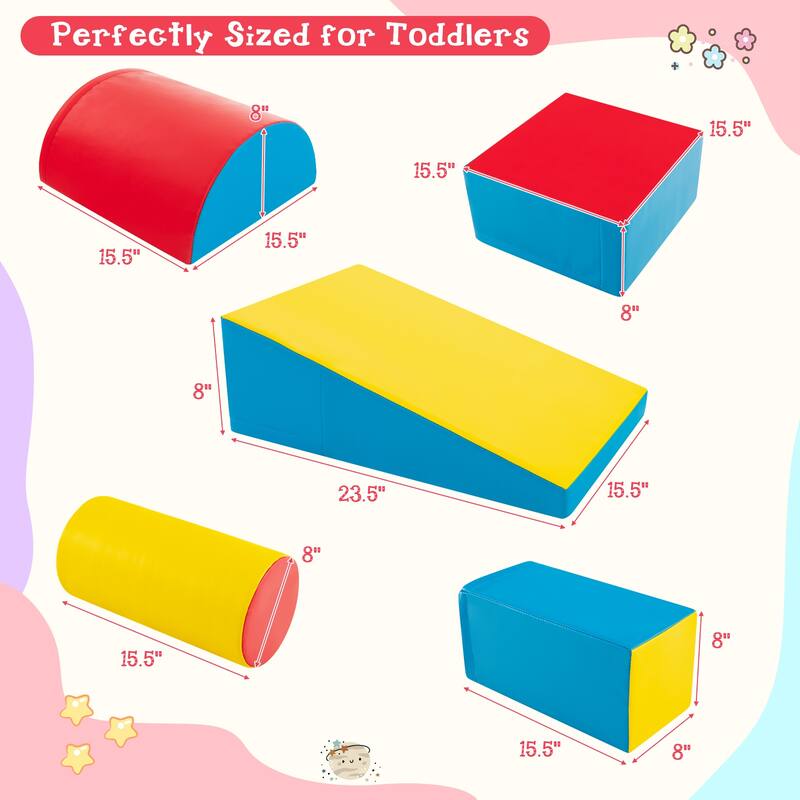 5-Piece Kids Climb and Crawl Activity Playset - 15.5" x 8" x 8"
