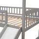 preview thumbnail 11 of 37, Elegant Twin Loft Bed Wooden Kids Bed with Slide,Playhouse Bed with Slide,Guardrail and Ladder