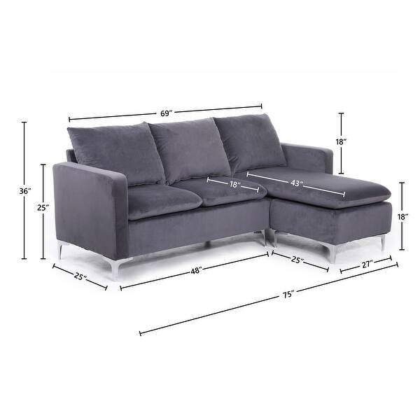 Shop Minori Modular Velvet Sectional Sofa With Pillow Back And Movable Chaise Overstock 31912467