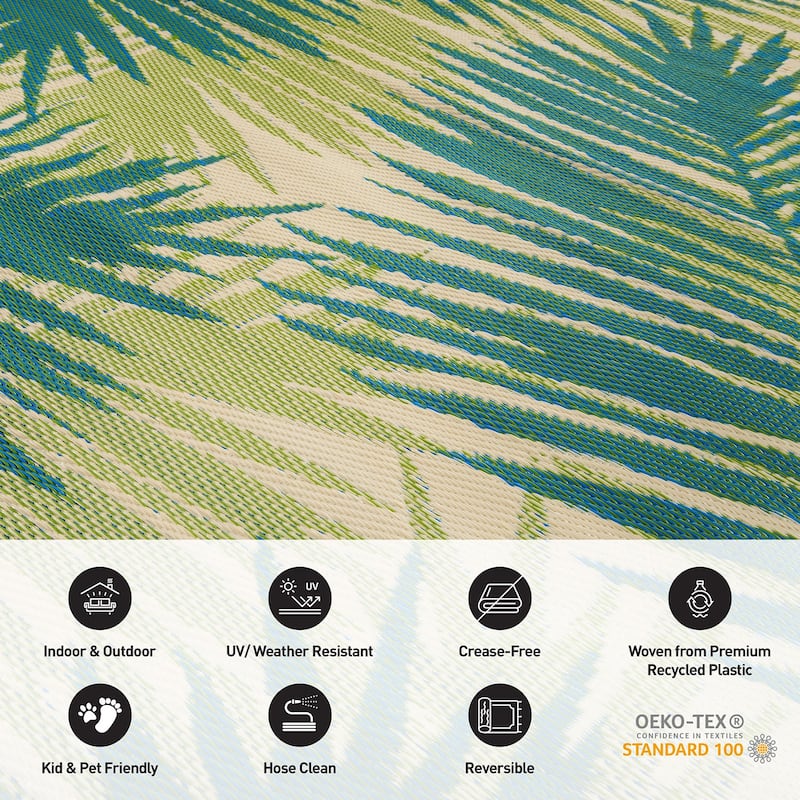 Tropical Floral Reversible Plastic Outdoor Rugs