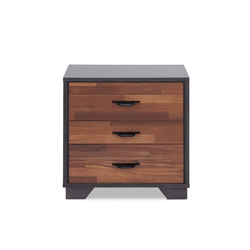 Two-tone Nightstand with 3 Drawers - Espresso,Walnut