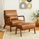 preview thumbnail 7 of 50, Glitzhome 24.5"W Leatherette Accent Stool With Walnut Rubberwood Legs