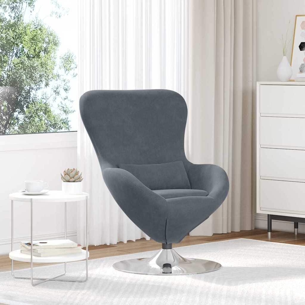 vidaXL Egg Chair Black/ Dark/Light Grey Velvet - 24.8 x 28.7 x 35.4