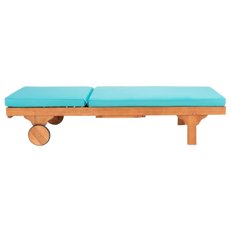 SAFAVIEH Outdoor Aubrie Adjustable Chaise Lounge Chair with Wheel.