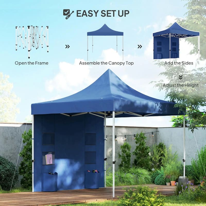 10' x 10' Heavy Duty Pop Up Canopy Tent with Sidewall, UPF50+
