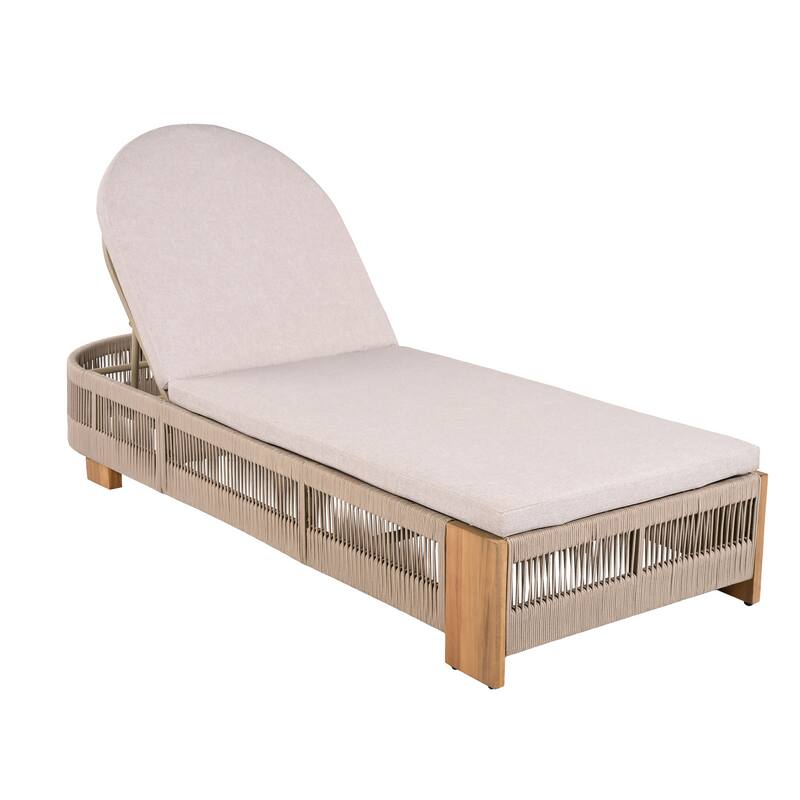 Christopher Knight Home - Alexander Acacia Wood Outdoor Adjustable Chaise Lounge With Cushion