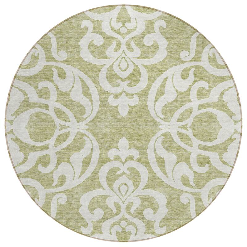 Machine Washable Indoor/ Outdoor Damask Glam Chantille Rug