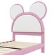 preview thumbnail 11 of 24, Upholstered Platform Bed with Cartoon Ears Shaped Headboard, LED Light