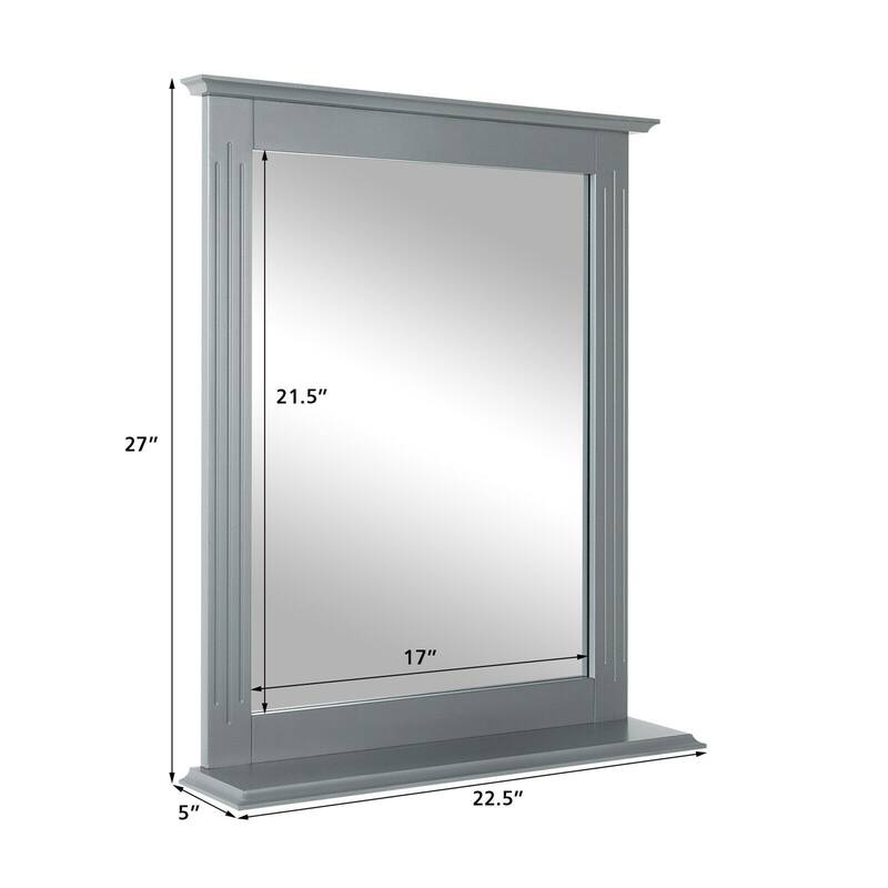 Gymax Bathroom Wall-Mounted Mirror W/Shelf Vanity Makeup Mirror
