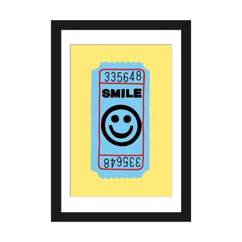 iCanvas "Smile Ticket" by Jaymie Metz - Black - 32x24x1
