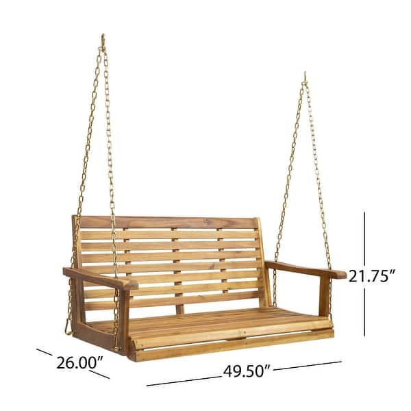 dimension image slide 1 of 2, Tasmania Outdoor Aacia Wood Porch Swing by Christopher Knight Home