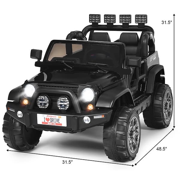 dimension image slide 0 of 5, Costway 12V Kids Ride On Car 2 Seater Truck RC Electric Vehicles w/ - 48.5"X31.5"X31.5"