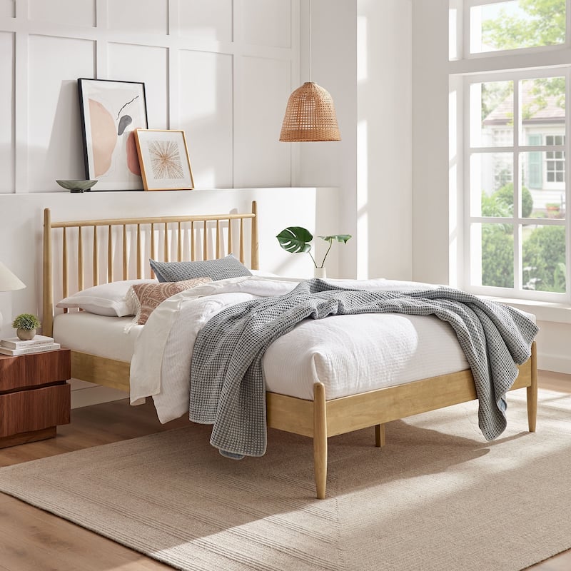 Zane Size Spindle Bed - Light Oak - Queen