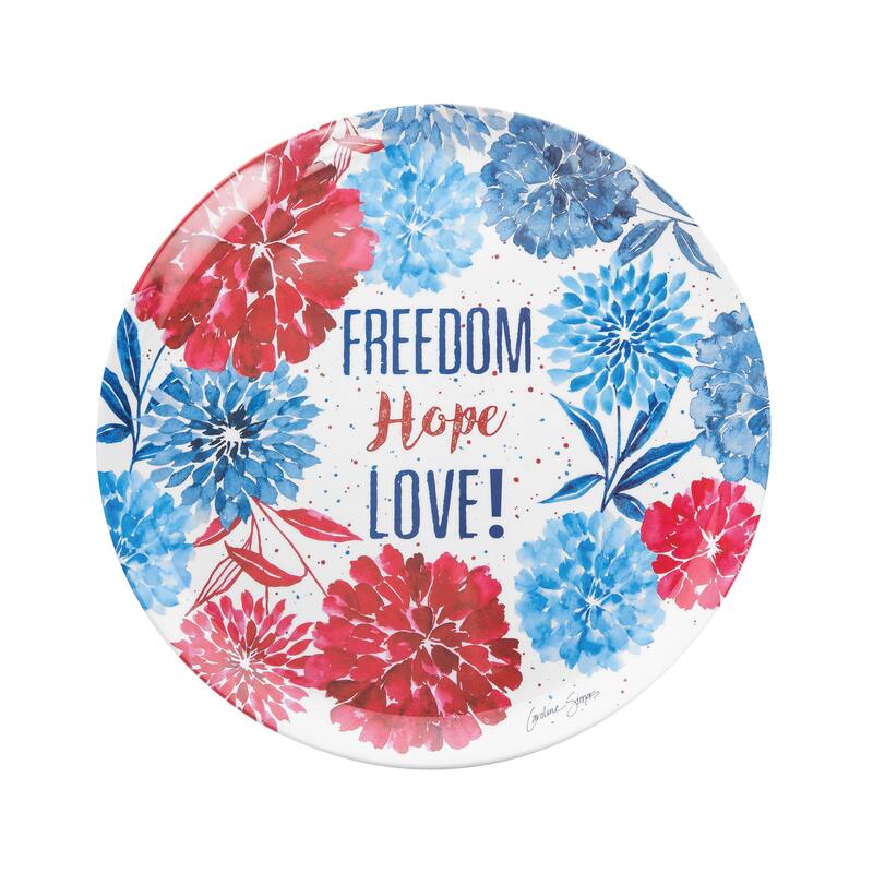 Fourth Of July Round Platter - Red White Blue