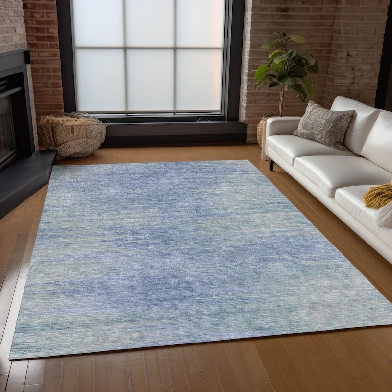 Machine Washable Indoor/ Outdoor Chantille Solid Ombre Rug