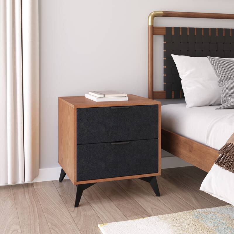 Zarif Nightstand Black & Walnut - Black/Walnut