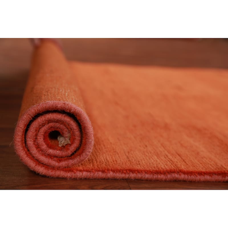Orange Modern Gabbeh Oriental Foyer Rug Handmade Wool Carpet - 3'1" x 4'10"