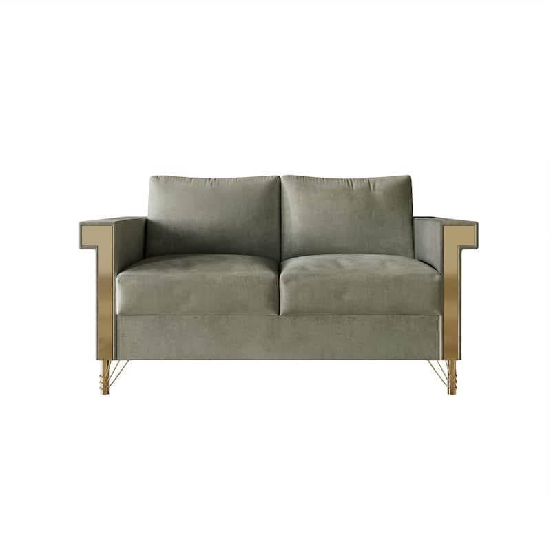 CraftPorch Luxurious Velvet Upholstered Loveseat - Fawn Grey