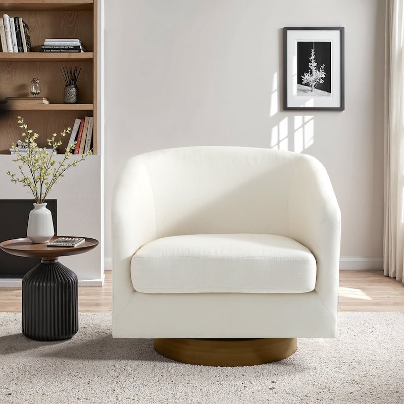 2 Set Modern Wide Round Swivel Accent Barrel Chairs