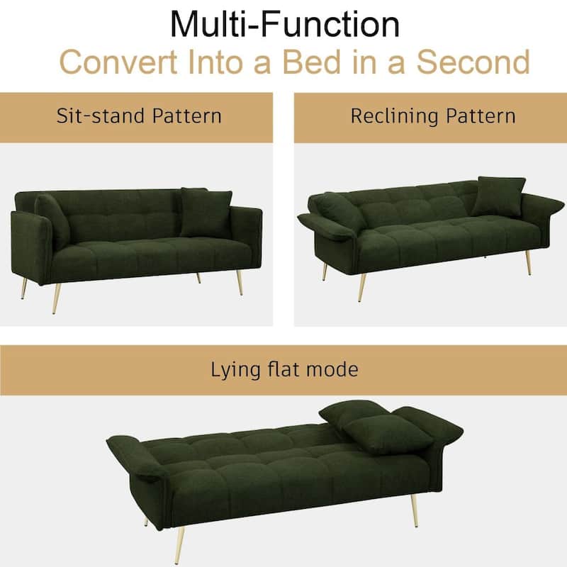 Modern 70-Inch Teddy Fleece Convertible Futon Sofa bed