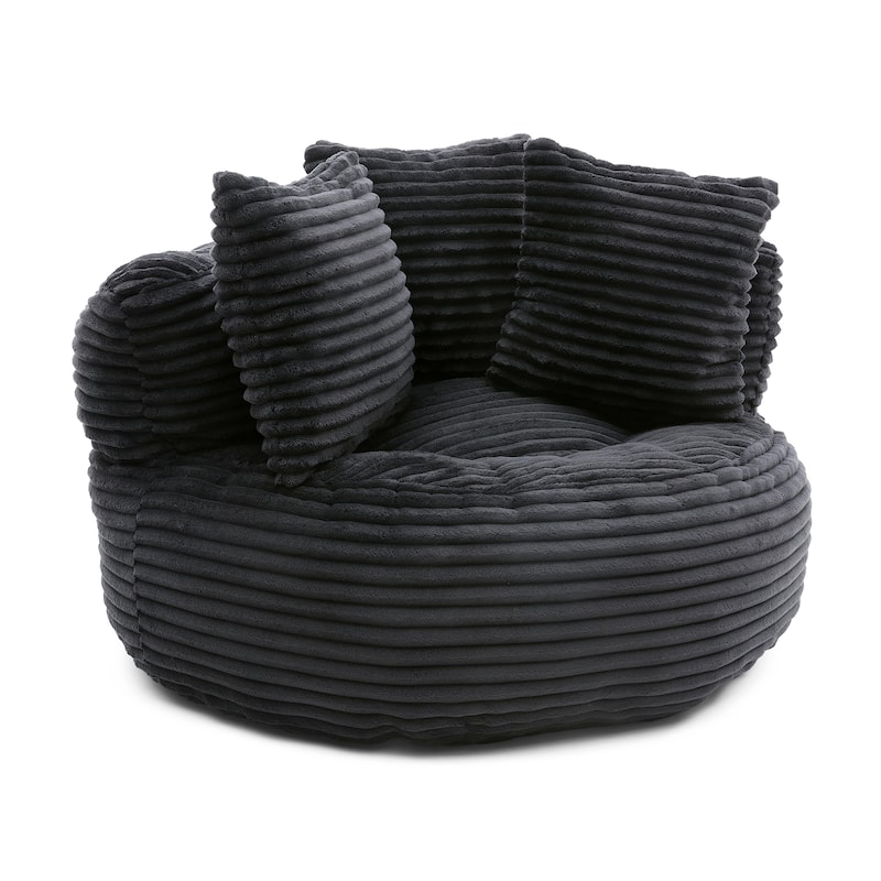 Fabric Large Chair Accent Sofa Lounge Floor Sofa - Black