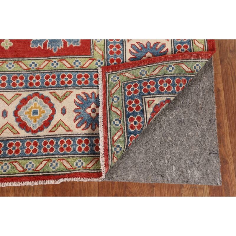 Geometric Red Kazak Oriental Area Rug Handmade Wool Carpet - 6'8" x 9'9"