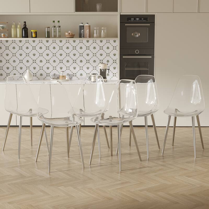Modern Kitchen Transparency Dining Room Chairs Set of 6