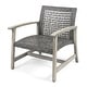 preview thumbnail 30 of 37, Hampton Outdoor Wood/Wicker Club Chair (Set of 2) by Christopher Knight Home