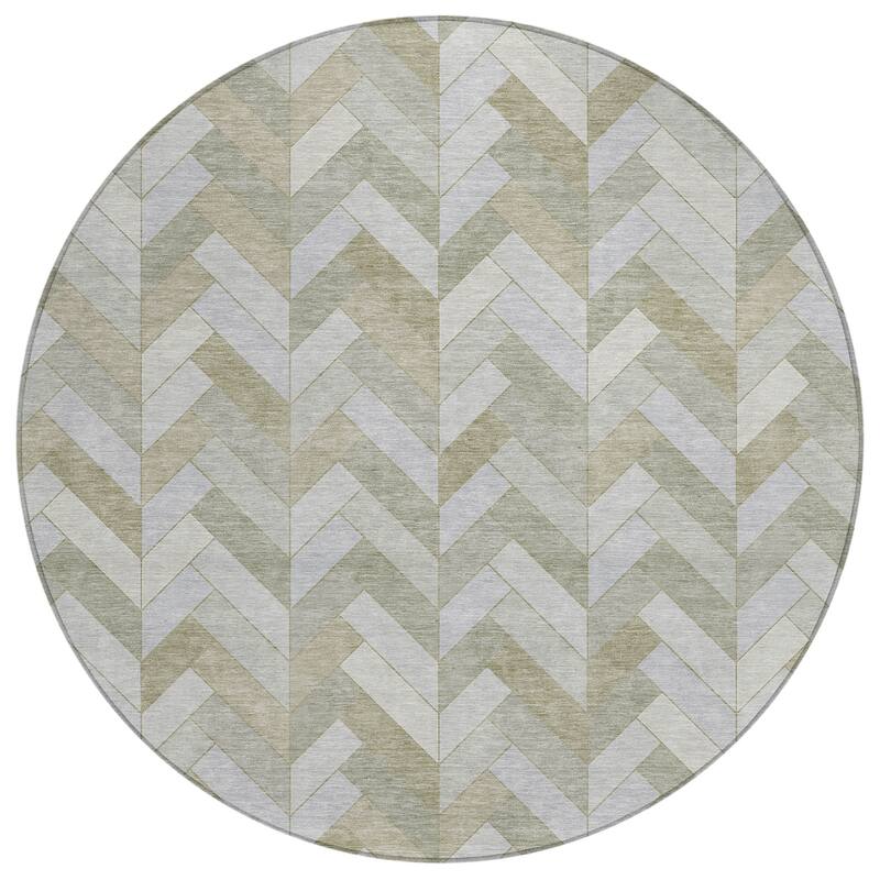 Machine Washable Indoor/ Outdoor Modern Chevron Chantille Rug