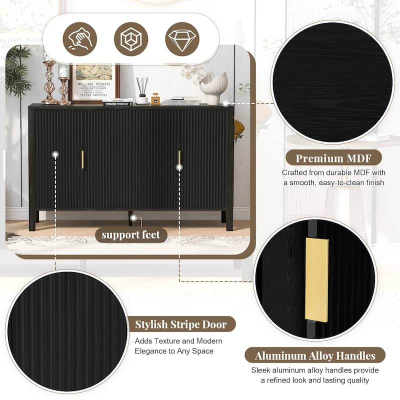 Modern 57.5" Stripe Door Storage Cabinet