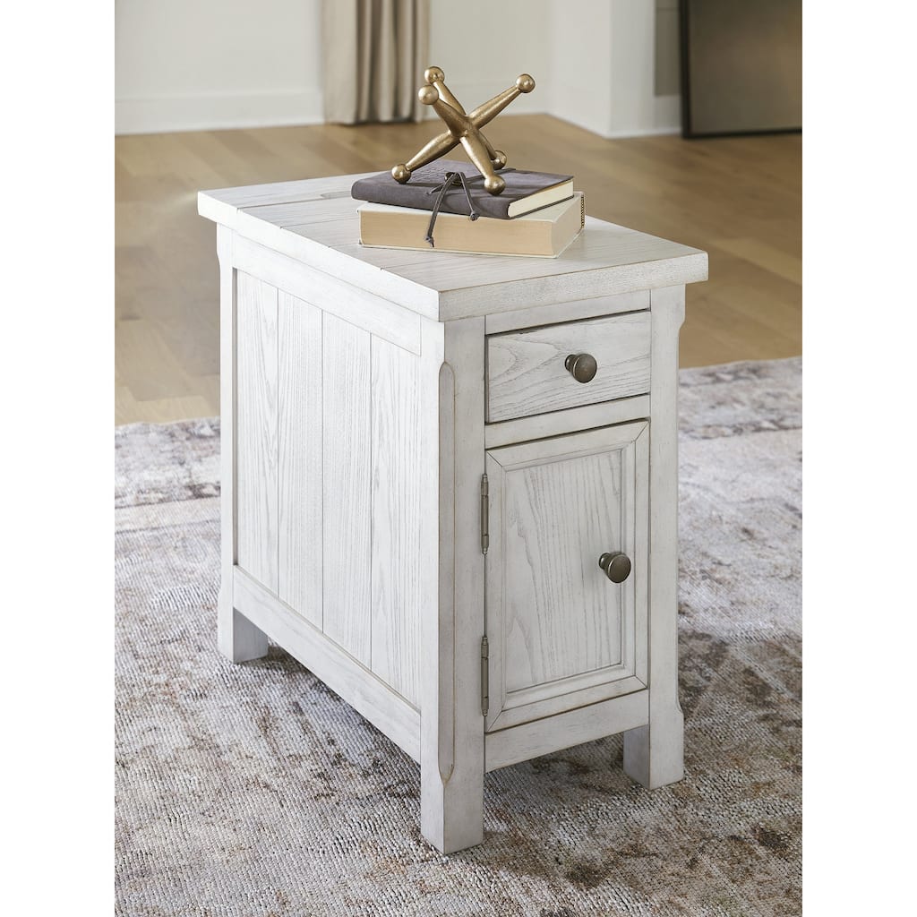 Signature Design by Ashley Robbinsdale Antique White Chairside End Table - 14"W x 24"D x 24"H
