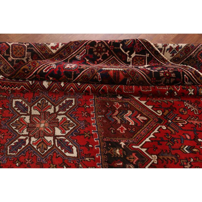 Hand Knotted Oriental 100% Wool Carpet Traditional Medallion Red Heriz Area Rug - 11' 0'' X 7' 6''