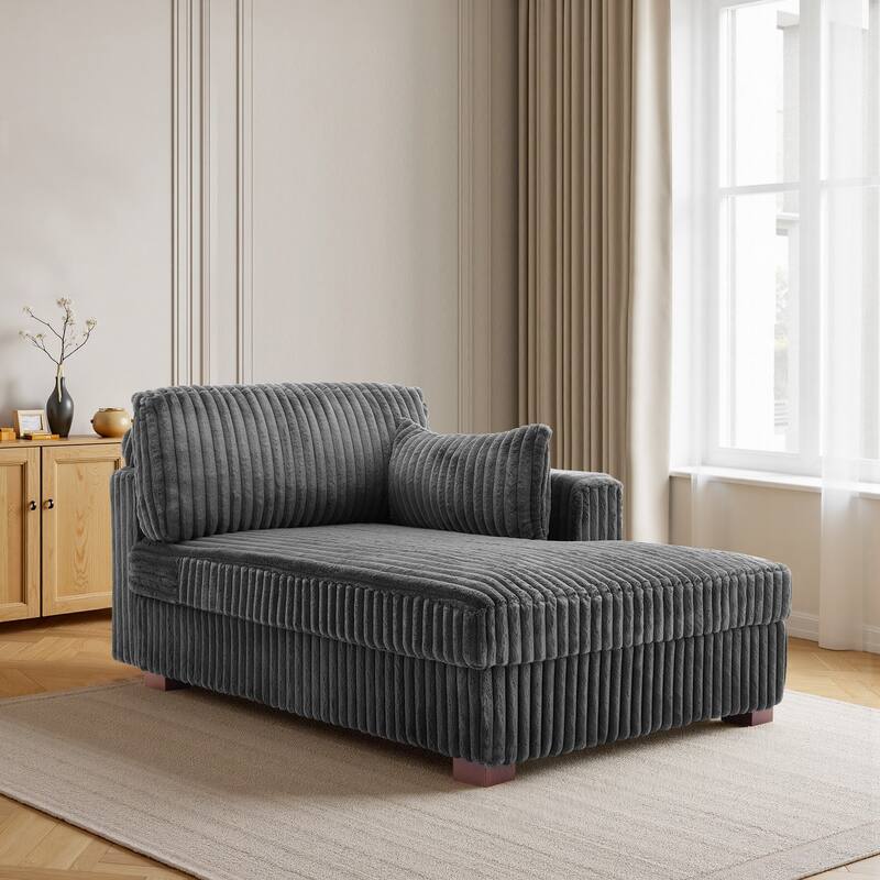 DREAMSIDEA Oversized Right Facing Chaise Lounge Lofa - Grey