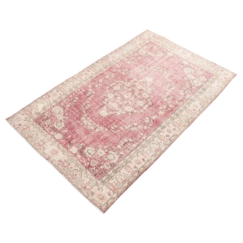ECARPETGALLERY Hand-knotted Melis Vintage Dark Red Wool Rug - 6'7 x 10'4