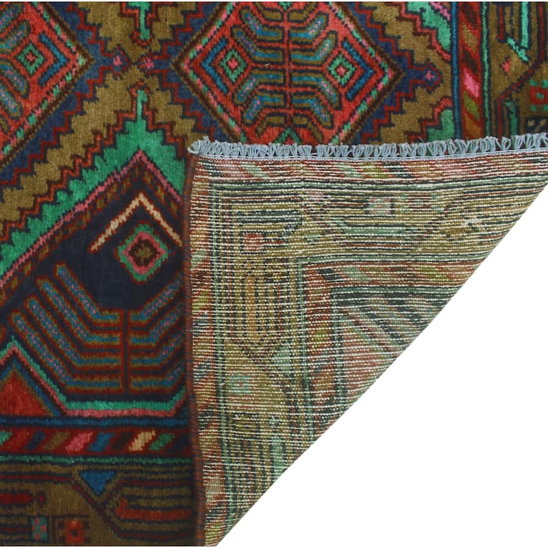 Fine Vintage Distressed Adriana Navy/Brown Runner - 3'4" x 10'0"