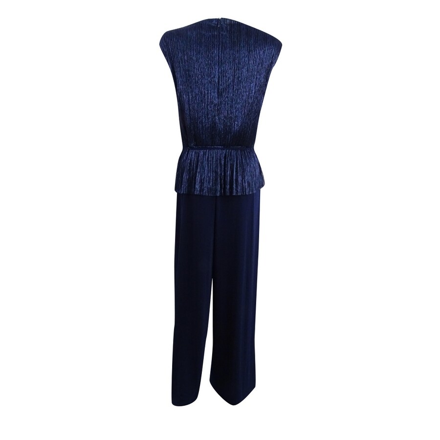 Shop Connected Women S Petite Metallic Jumpsuit 14p Navy Navy