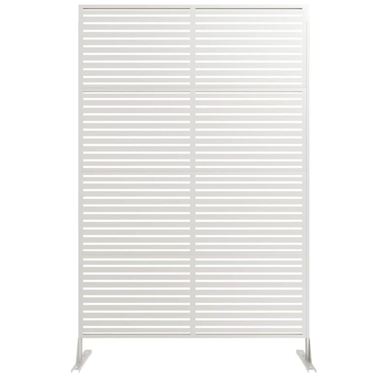 2PCS 72 in H Metal Garden Fence Panels Black Scroll Design Rust-Resistant Border and Privacy Screen Stripe-Black - White