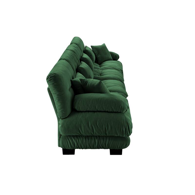 Oversized Modular 4-Seater Chenille Sofa Couch with Throw Pillows