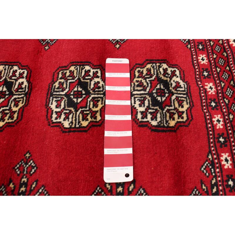 ECARPETGALLERY Hand-knotted Finest Peshawar Bokhara Red Wool Rug - 9'1 x 12'5