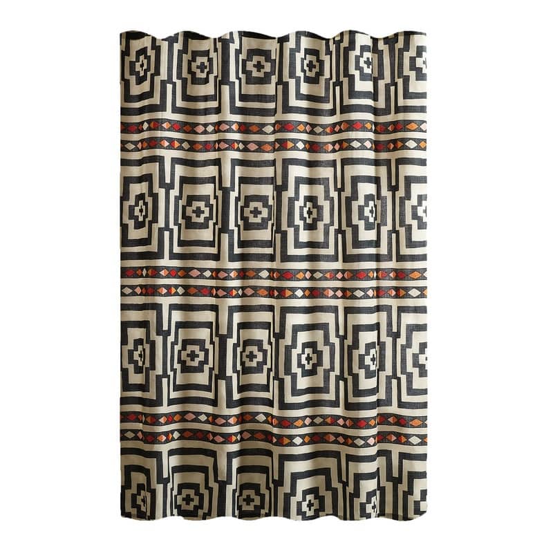 Hypnotic Geometric Cotton Fabric Shower Curtain by Jungalow - Charcoal